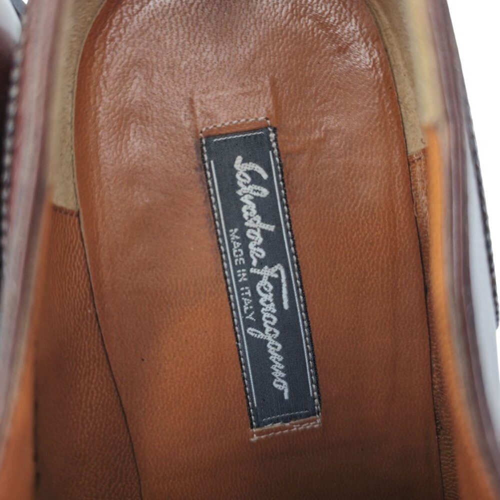 Salvatore Ferragamo Tramezza Brown Leather Wingtip Oxfords Men 11.5D Dress Shoes - Picture 13 of 14